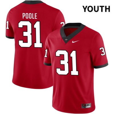 Youth Georgia Bulldogs NCAA #31 William Poole Nike Stitched Red NIL 2022 Authentic College Football Jersey JKT1054JM